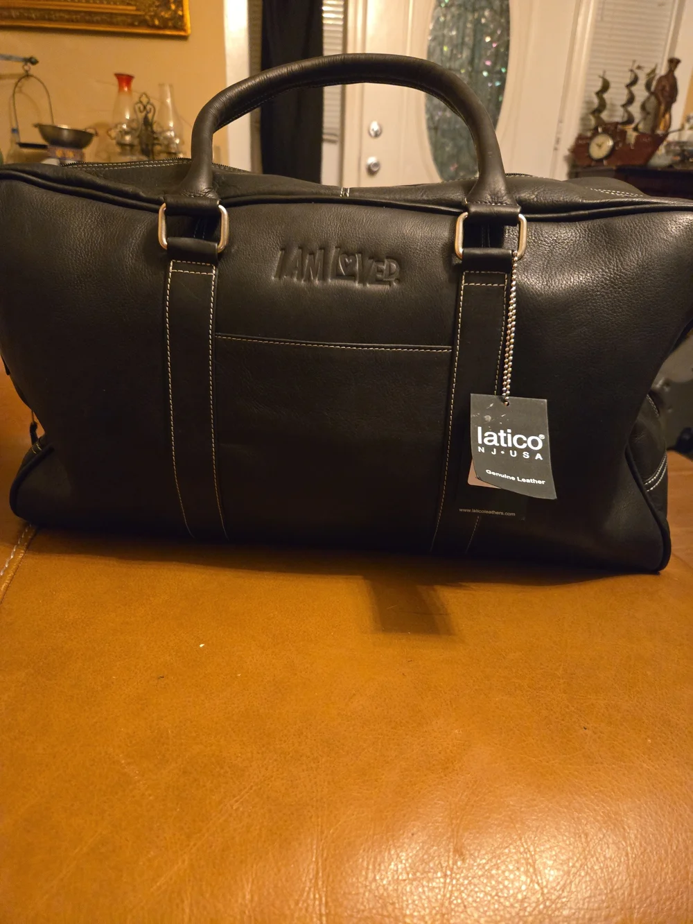 Latico Cabin Leather Duffel Bag Black 21” Weekender NWT No Shoulder Strap